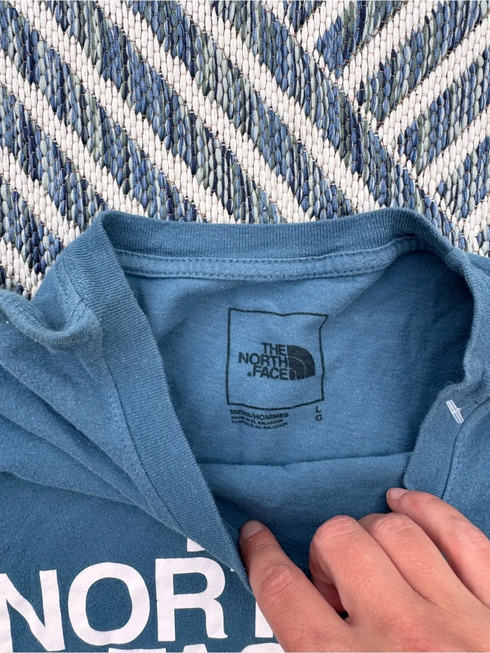 The North Face Men's Long Sleeve Logo Tee - Blue & White